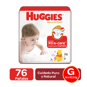 Pañales Huggies Natural Care Talla G - 76uds Q175.00