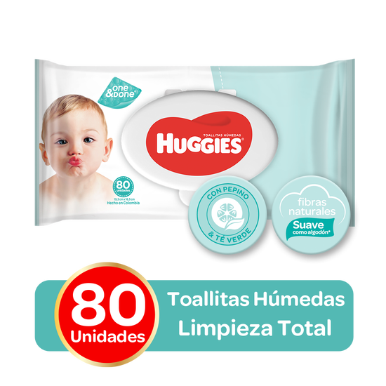 Toallitas Húmedas Huggies One & Done - 80uds Q25.70