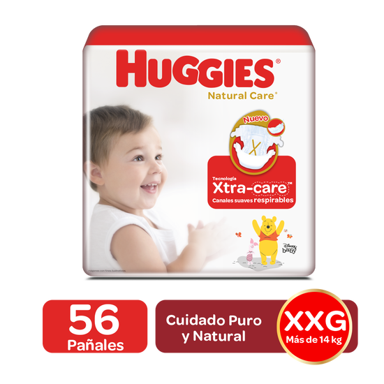 Pañales Huggies Natural Care Talla XXG - 56uds