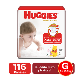 Pañales Huggies Natural Care Talla G - 116uds Q258.00