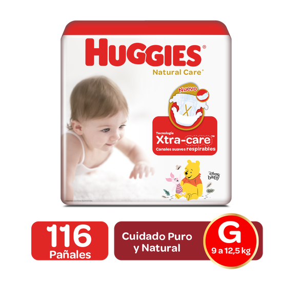Pañales Huggies Natural Care Talla G - 116uds Q258.00