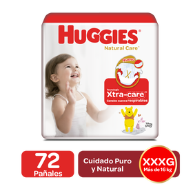 Pañales Huggies Natural Care Talla XXXG - 72uds Q260.00