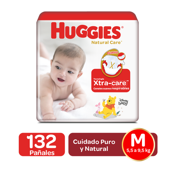 Pañales Huggies Natural Care Talla M - 132uds Q258.00