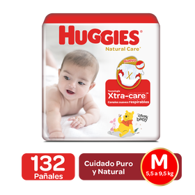 Pañales Huggies Natural Care Talla M - 132uds Q258.00