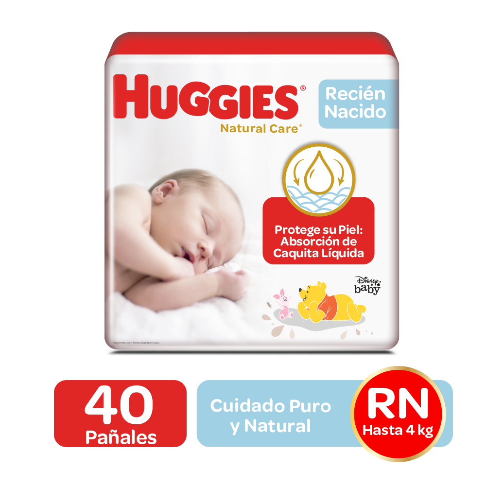Pañales Huggies Natural Care Recien Nacido - 40uds